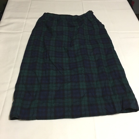 Pendleton Dresses & Skirts - Pendleton Womens Wool Skirt 10 Green Blue Black Watch Tartan Plaid Midi